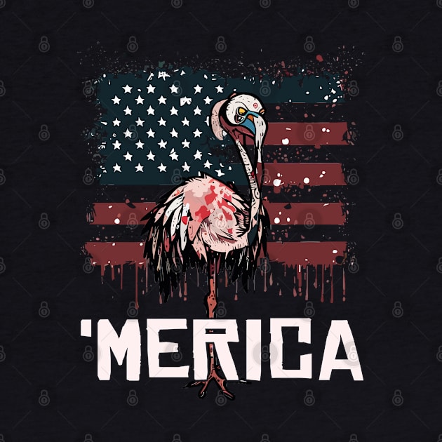 Scary Halloween Flamingo Happy 4th Usa American Flag July Fourth by Outrageous Flavors